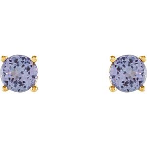 14K Yellow Gold 4 mm Natural Tanzanite Earrings