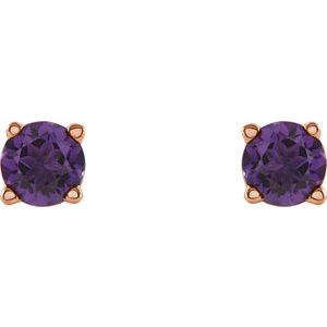 14K Rose Gold 4 mm Natural Amethyst Earrings