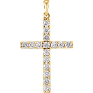 14K Yellow Gold 1 1/4 CTW Natural Diamond Cross Pendant