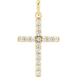 14K Yellow Gold 1/2 CTW Natural Diamond Cross Pendant