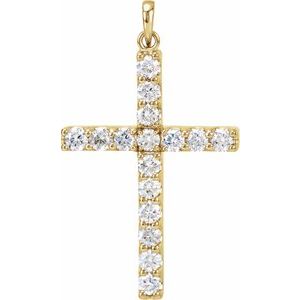 14K Yellow Gold 1 3/8 CTW Natural Diamond Cross Pendant
