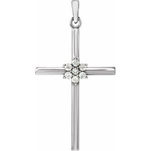 14K Rose Gold .06 CTW Natural Diamond Cross Pendant