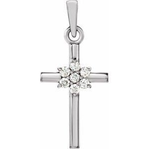 14K White Gold .06 CTW Natural Diamond Cross Pendant