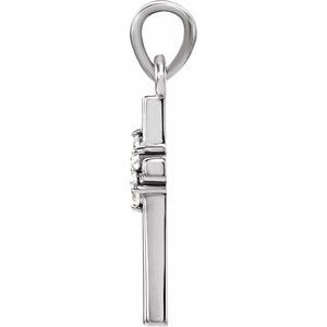 14K White Gold .06 CTW Natural Diamond Cross Pendant