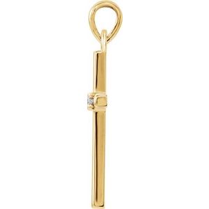 14K Yellow Gold .015 CT Natural Diamond Cross Pendant
