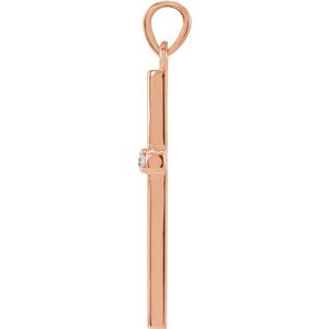 14K Rose Gold .02 CT Natural Diamond Cross Pendant
