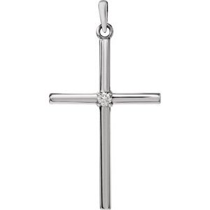 Platinum .03 CT Natural Diamond Cross Pendant
