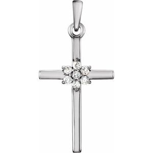 14K White Gold .06 CTW Natural Diamond Cross Pendant
