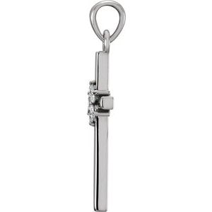 14K White Gold .06 CTW Natural Diamond Cross Pendant