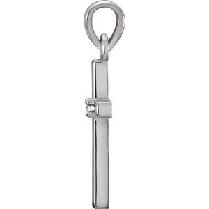 14K White Gold Natural White Sapphire Cross Pendant