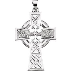 14K White Gold Celtic-Inspired Cross Pendant