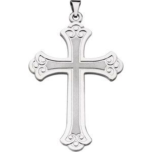 14K White Gold Cross Pendant