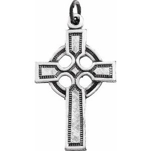 14K White Gold Celtic-Inspired Cross Pendant