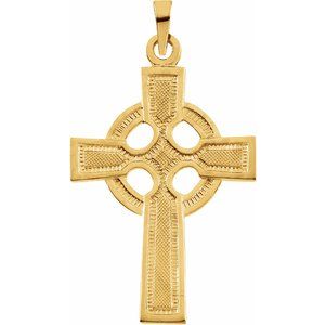 14K Yellow Gold Celtic-Inspired Cross Pendant