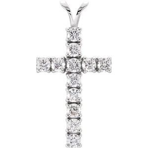 14K White Gold 1 1/4 CTW Lab-Grown Diamond Cross Pendant