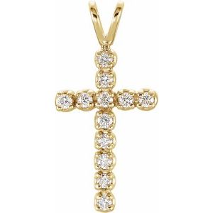 14K White Gold 1/10 CTW Natural Diamond Cross Pendant