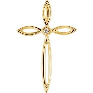 14K Yellow Gold .01 CTW Natural Diamond Cross Pendant