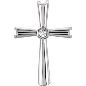 14K White Gold .04 CTW Natural Diamond Cross Pendant