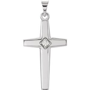 14K White Gold .04 CTW Natural Diamond Cross Pendant
