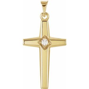 14K Yellow Gold .04 CTW Natural Diamond Cross Pendant
