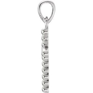 14K White Gold Beaded Cross Pendant
