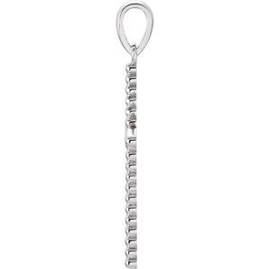 14K White Gold Beaded Cross Pendant