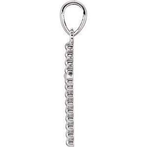 14K White Gold Beaded Cross Pendant