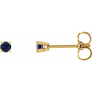 14K Yellow Gold 2.5 mm Natural Blue Sapphire Earrings
