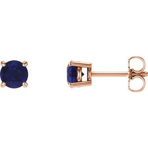 14K Rose Gold 5 mm Lab-Grown Blue Sapphire Earrings