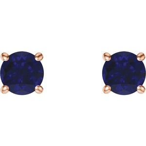 14K Rose Gold 5 mm Lab-Grown Blue Sapphire Earrings
