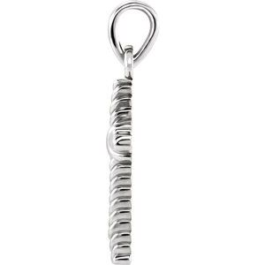 14K White Gold 13.5x8.6 mm Rope Cross Pendant