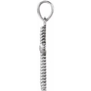 Sterling Silver 17.5x11.3 mm Rope Cross Pendant