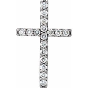 Platinum 1/2 CTW Natural Diamond Petite Cross Pendant