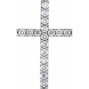 14K White Gold 1 CTW Natural Diamond Petite Cross Pendant