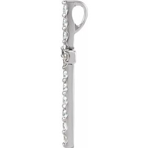14K White Gold 1 CTW Natural Diamond Petite Cross Pendant