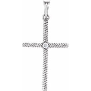 Platinum .03 CT Natural Diamond Cross Pendant