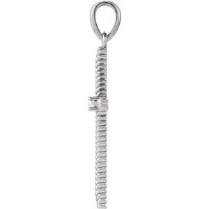14K White Gold .03 CT Natural Diamond Cross Pendant