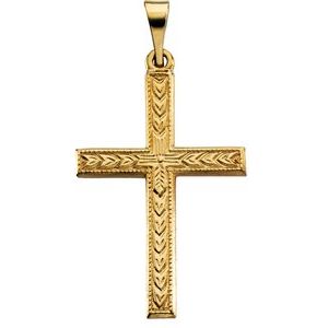 14K Yellow Gold 24.5x22 mm Cross Pendant