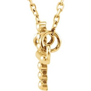 14K Yellow Gold 15.6x9.4 mm Sideways Beaded Cross 16.5" Necklace