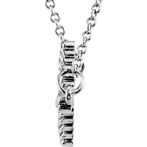 14K White Gold Sideways Rope Cross 16 1/2" Necklace