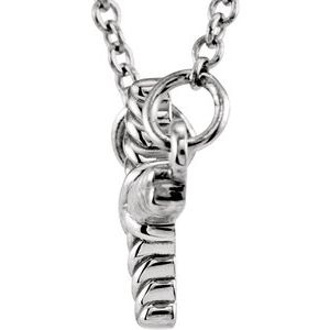 14K White Gold Sideways Rope Cross 16 1/2" Necklace