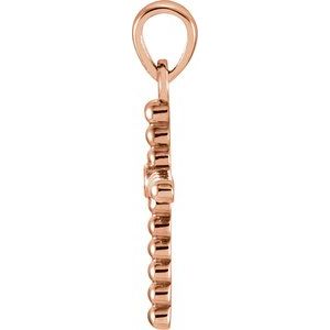 14K Rose Gold 19.1x9.5 mm .015 CTW Natural Diamond Beaded Cross Pendant