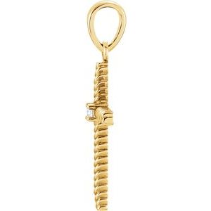 14K Yellow Gold .02 CT Natural Diamond Cross Pendant