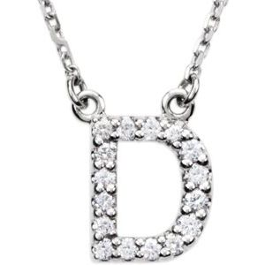 14K White Gold 1/8 CTW Natural Diamond Initial D 16" Necklace