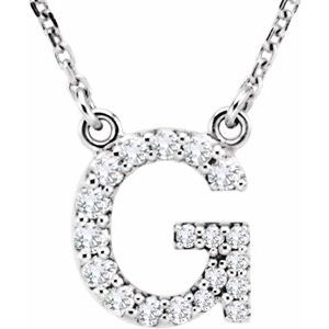 14K White Gold 1/6 CTW Natural Diamond Initial G 16" Necklace