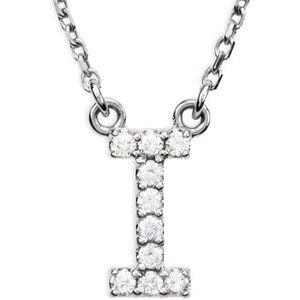 14K White Gold .08 CTW Natural Diamond Initial I 16" Necklace