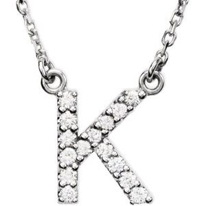 14K White Gold 1/8 CTW Natural Diamond Initial K 16" Necklace