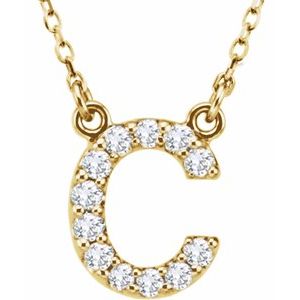 14K Yellow Gold 1/8 CTW Natural Diamond Initial C 16" Necklace