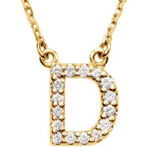 14K Yellow Gold 1/8 CTW Natural Diamond Initial D 16" Necklace