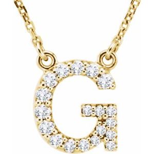 14K Yellow Gold 1/6 CTW Natural Diamond Initial G 16" Necklace